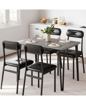 Dining Table Set for 4, Set  Kitchen Table Chairs Set of 4, Industrial Dining Room Table Set with 4 Upholstered Chairs