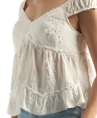 Women's Embroidered V-Neck Top