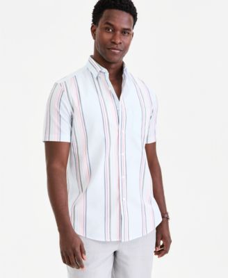 Men's Short-Sleeve Striped Oxford Shirt