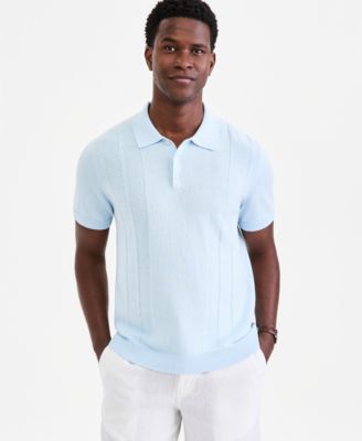 Men's Short-Sleeve Linen and Cotton Engineer Sweater