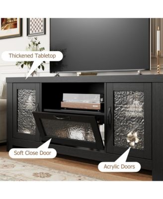 55.2'' Modern Sideboard Buffet Cabinet with Acrylic Door Storage Cabinet, Farmhouse Coffee Bar Cabinet with Shelves
