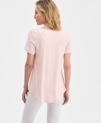 Women's Printed Scoop-Neck Short Sleeve Top