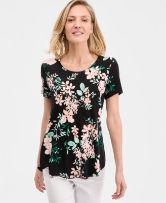 Women's Printed Scoop-Neck Short Sleeve Top