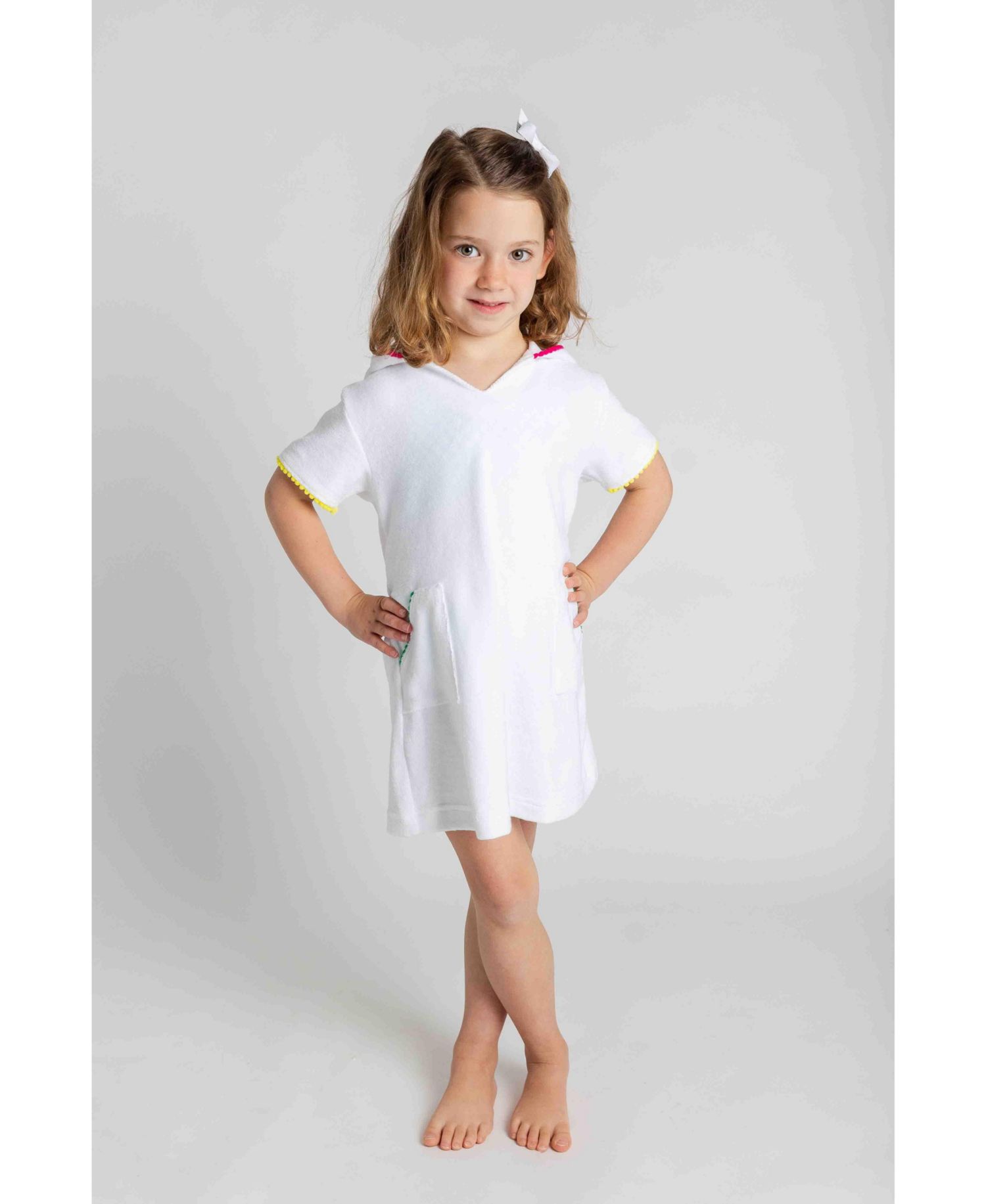 Little Girls Terry Coverup with Pom Poms