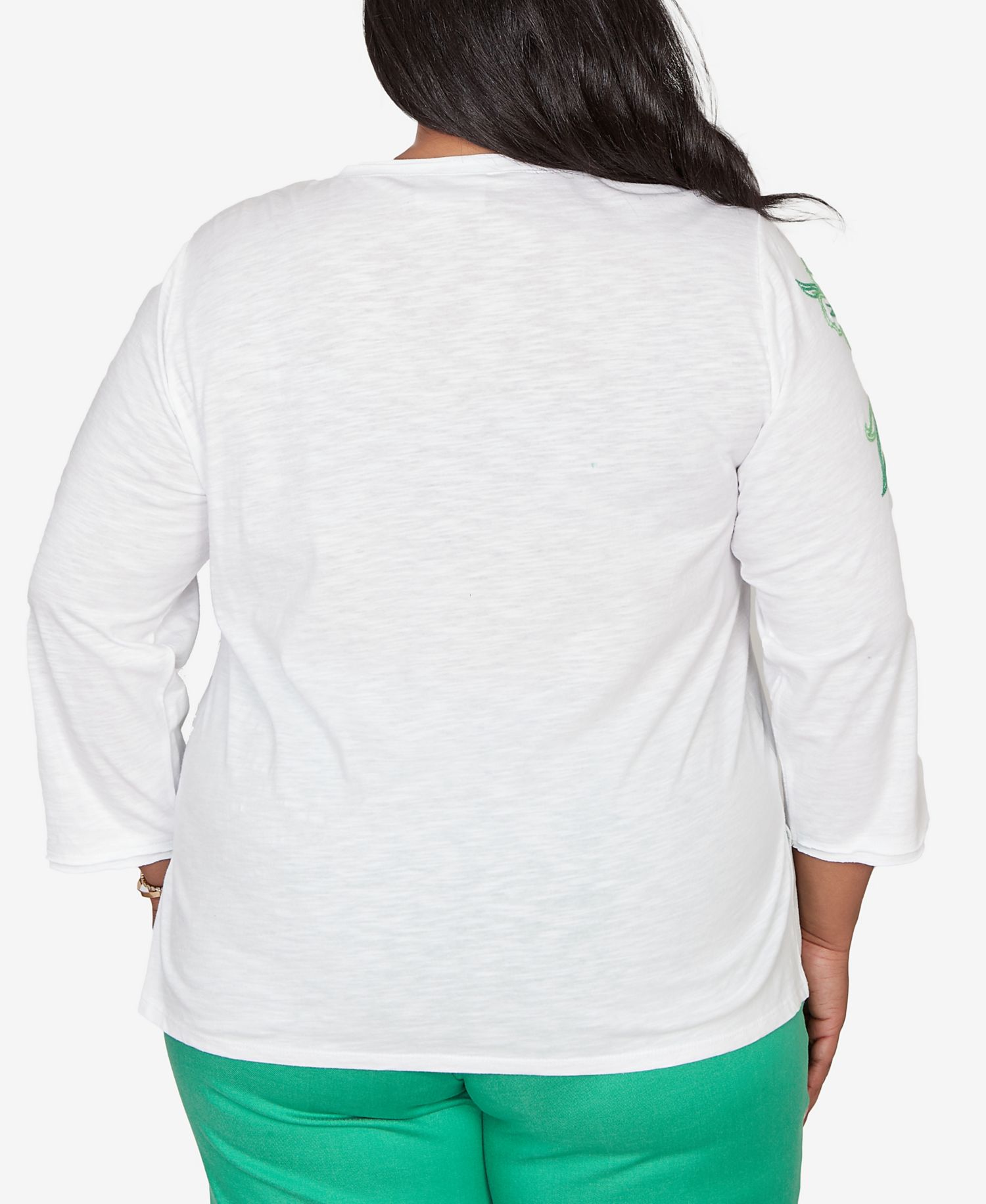 Plus Size Resort Living Tropical Flower Embroidered Top