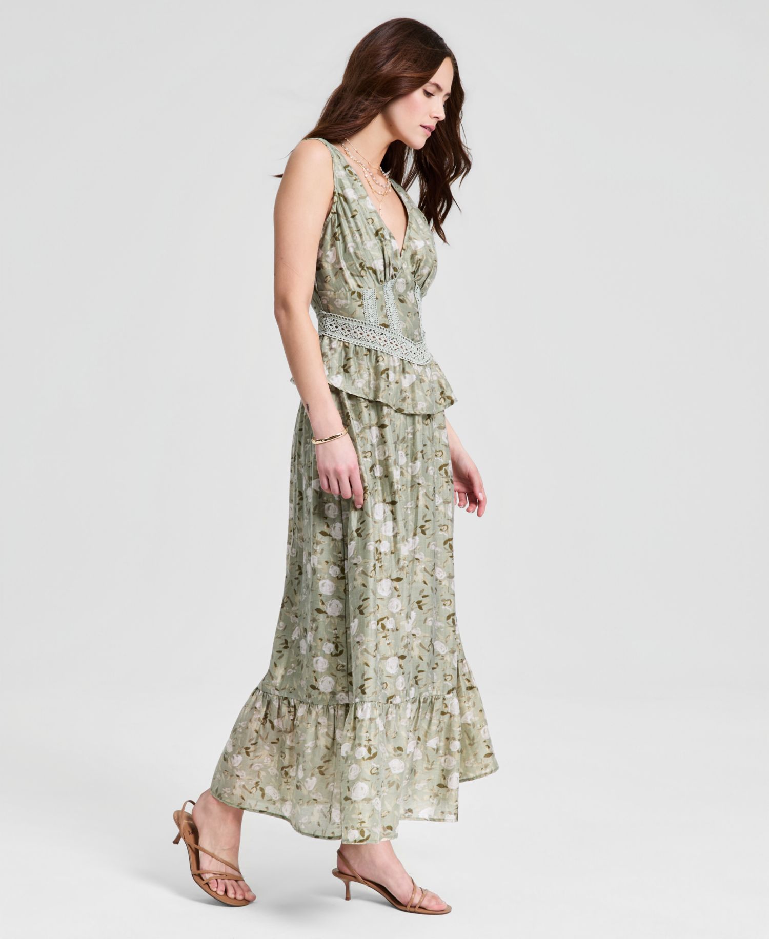Women's Corset Peplum Maxi Dress