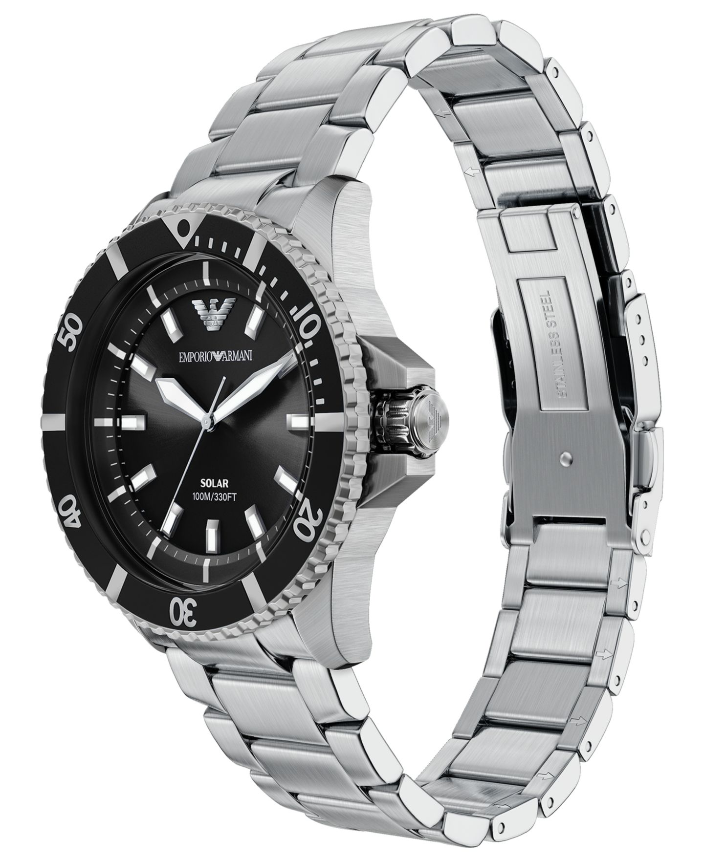 Мужские часы Emporio Armani World Explorer Solar Three Hand Silver Stainless Steel Watch, 42mm — фото 6