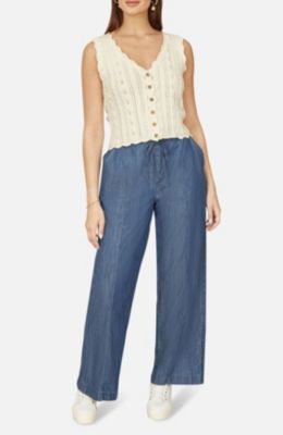 Women's V Neck Button Down Crochet Knitted Top