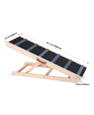 Adjustable Wooden Dog Ramp: Folding 41.3" Pet Ramp for Bed, Couch, or Car - Supports Small to Large Dogs