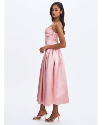 Women's Tullia Dusty Rose Satin Ruched Midi Dress
