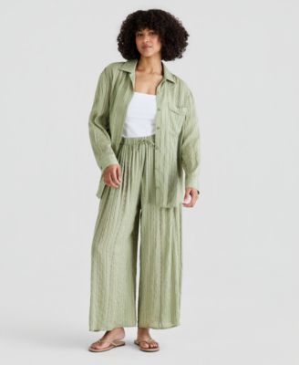 Women's Satin Pull-On Wide-Leg Pants