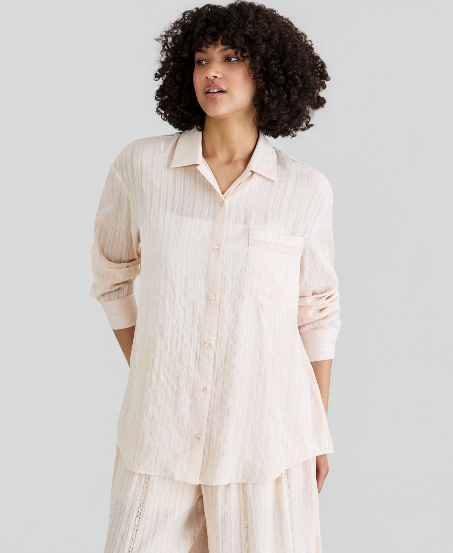 Women's Oversized Lounge Satin Shirt