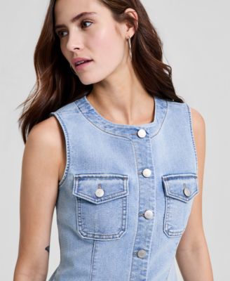 Women's Denim Sleeveless Flyaway Vest