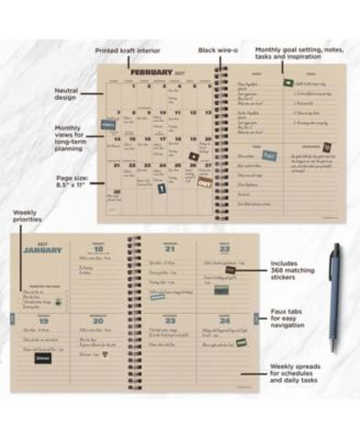 July 2026 - June 2027 Blue Flannel Medium Weekly Monthly Planner