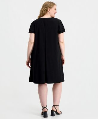 Plus Size V-Neck Flutter-Sleeve Dress