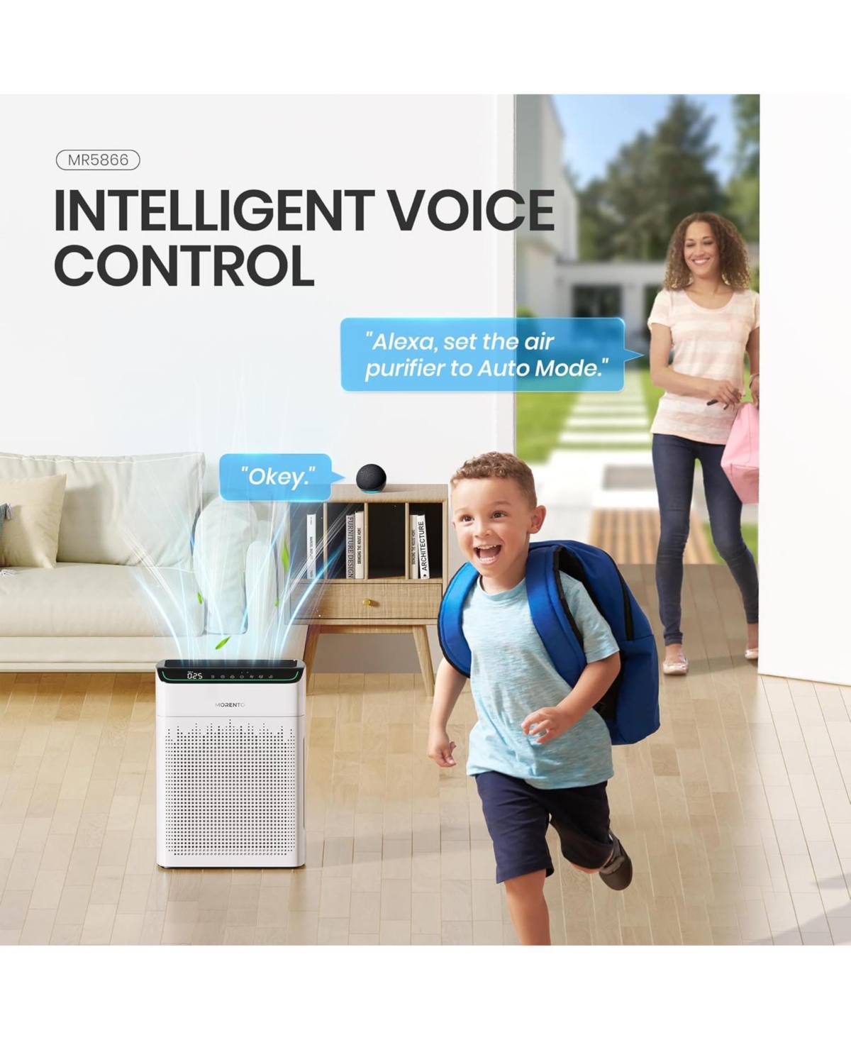 Morento Smart Hepa Air Purifier for Home, Voice & App Contorl, PM2.5 Display, Quality Monitor, Up to 1290 Sqft