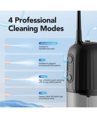 Wireless Water Flosser,200ML Portable Electric Water Dental Flossers,Rechargeable Oral lrrigator for Travel,4 Nozzles 4 Modes,Black