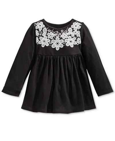 First Impressions Baby Girls' Long-Sleeve Lace-Detail Babydoll Tunic, Only at Macy's