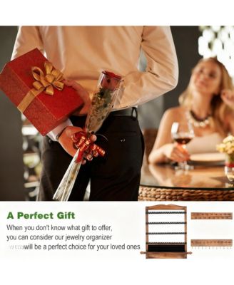 Antique Wood Wall Organizer Set: Earring, Necklace, Bracelet Holders & Shelf