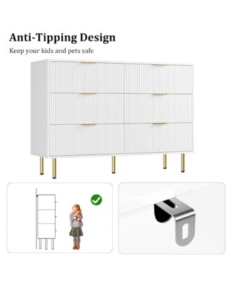 Dresser for Bedroom,6 Drawer Dresser with Wide Drawers,Wooden Chest of Drawers,Modern Storage Dressers for Living Room, Closet