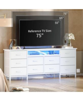 63 Inch TV Stand Dresser with 10 Drawers, Long Entertainment Center for TVs Up to 75 Inch