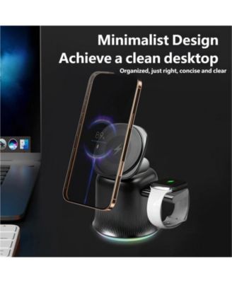 3-in-1 Wireless Charger with MagSafe - Compatible with Phone, Earphones and Watch, Magnetic Foldable Stand for Apple