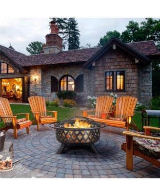 Rounded Outdoor Iron Fire Pit Wood Burning Heating for Bonfire