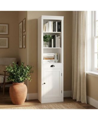 71" Tall 5-Tier Wooden Bookshelf - Freestanding Storage for Living Room/Bedroom