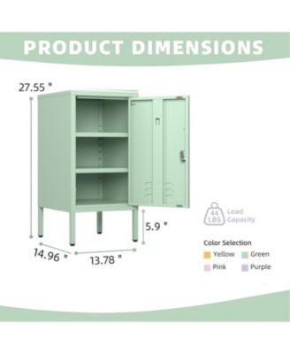 Metal Locker Nightstand with Door & Shelf, Modern Steel Bedside Cabinet, Lockable Single Door, Easy Assembly