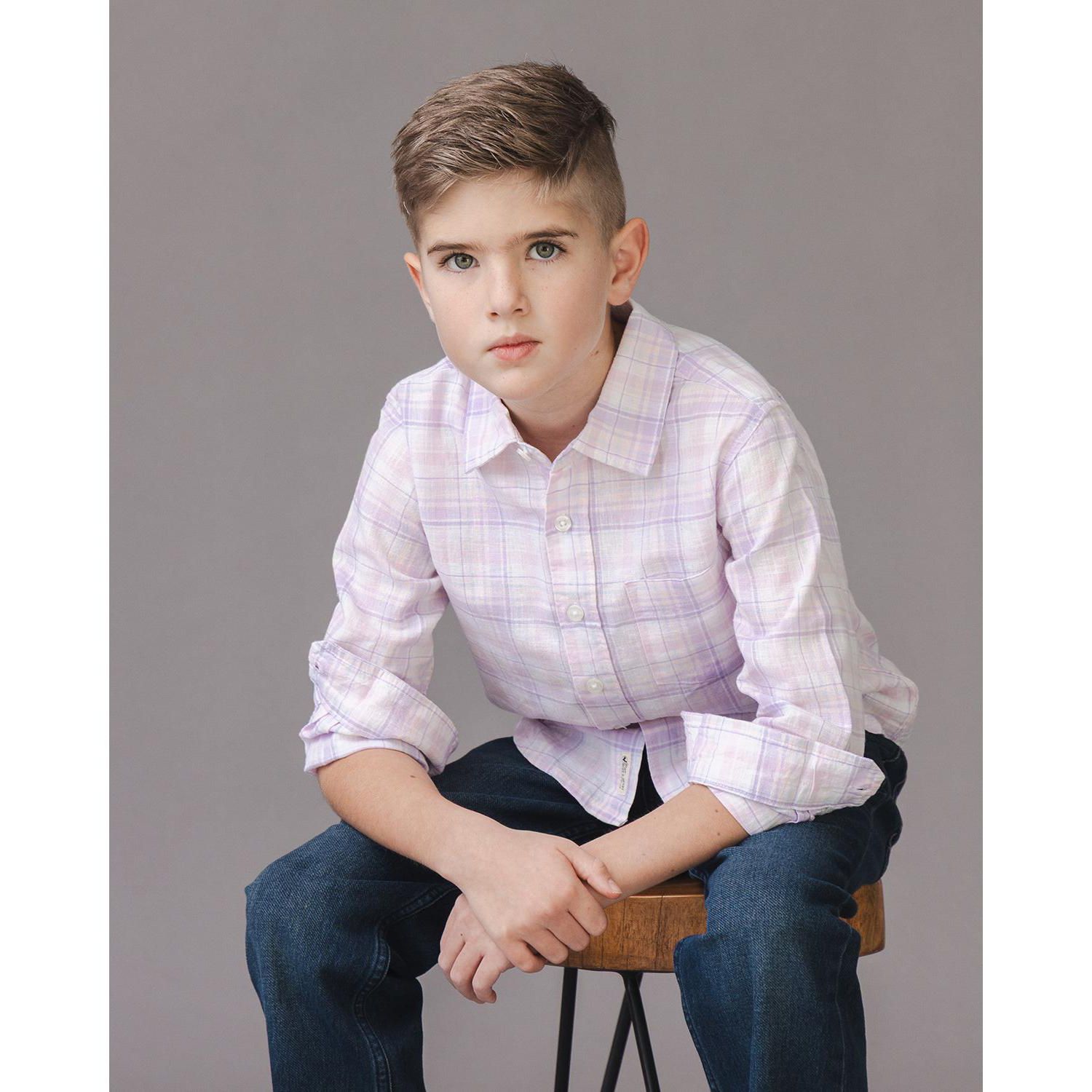 Big Boys Linen Long Sleeve Button Down Shirt