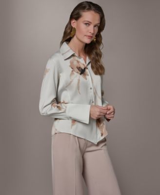 Petite Button-Front Collared Top