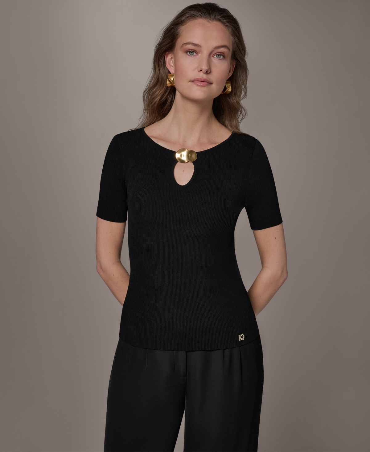 Donna Karan New York Petite Short-Sleeve Sweater