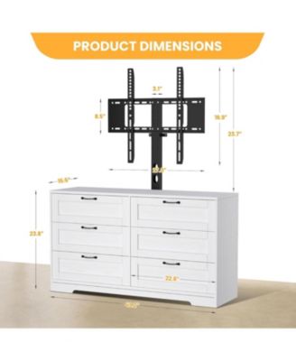 TV Stand with Mount and 6 Drawers Storage Fits 32/45/55/65/75/80 Inch TVs, Entertainment Center w/Height Adjustable Mount for Living Room