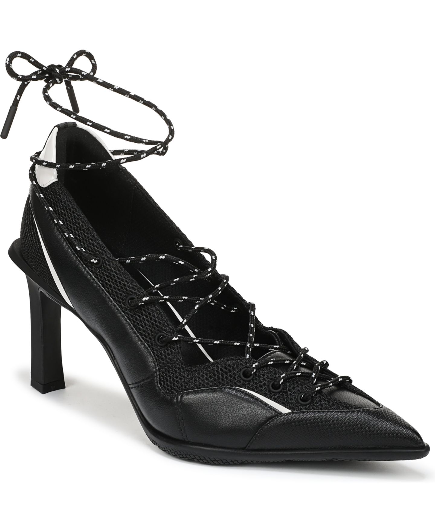 Женские кроссовки Naturalizer x June Ambrose Zyra Lace-Up Sneaker Pumps, цвет: Чёрный сетчатый / Кожаный — фото 1