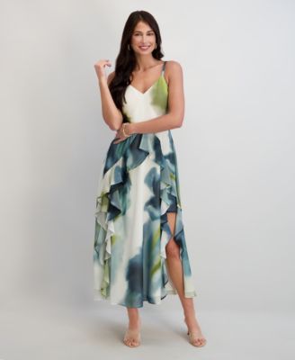 Women's Printed Chiffon V-Neck Dress