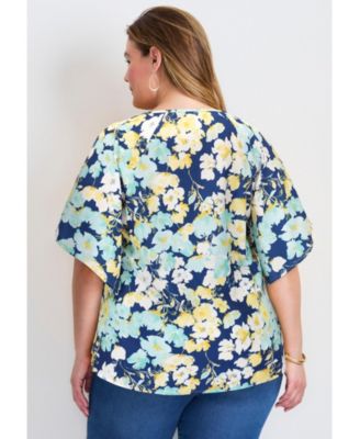 Women's Flutter Sleeve Keyhole Blouse