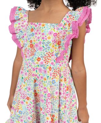 Girls' 2T-6X Knit Print Square Neck Dress