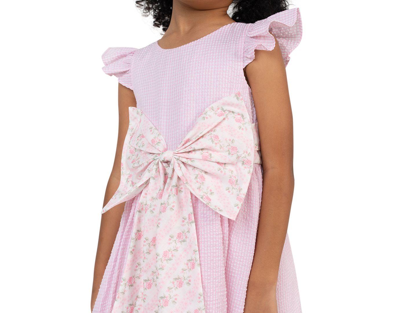 Платья Rare Editions Seersucker Round Neck Dress and Bag, 2-Piece Set для девочек, цвет: Розовый — фото 5