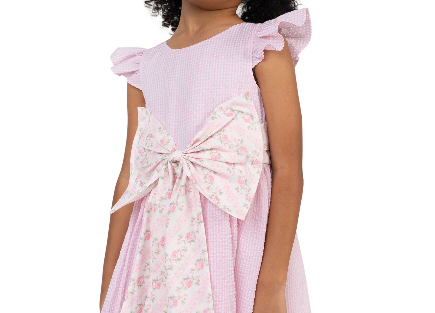 Girls' 2T-6X Seersucker Round Neck Dress and Bag, 2-Piece Set