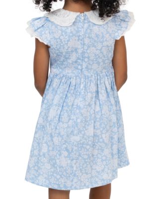 Girls' 2T-6X Flared Round Neck Bow Dress