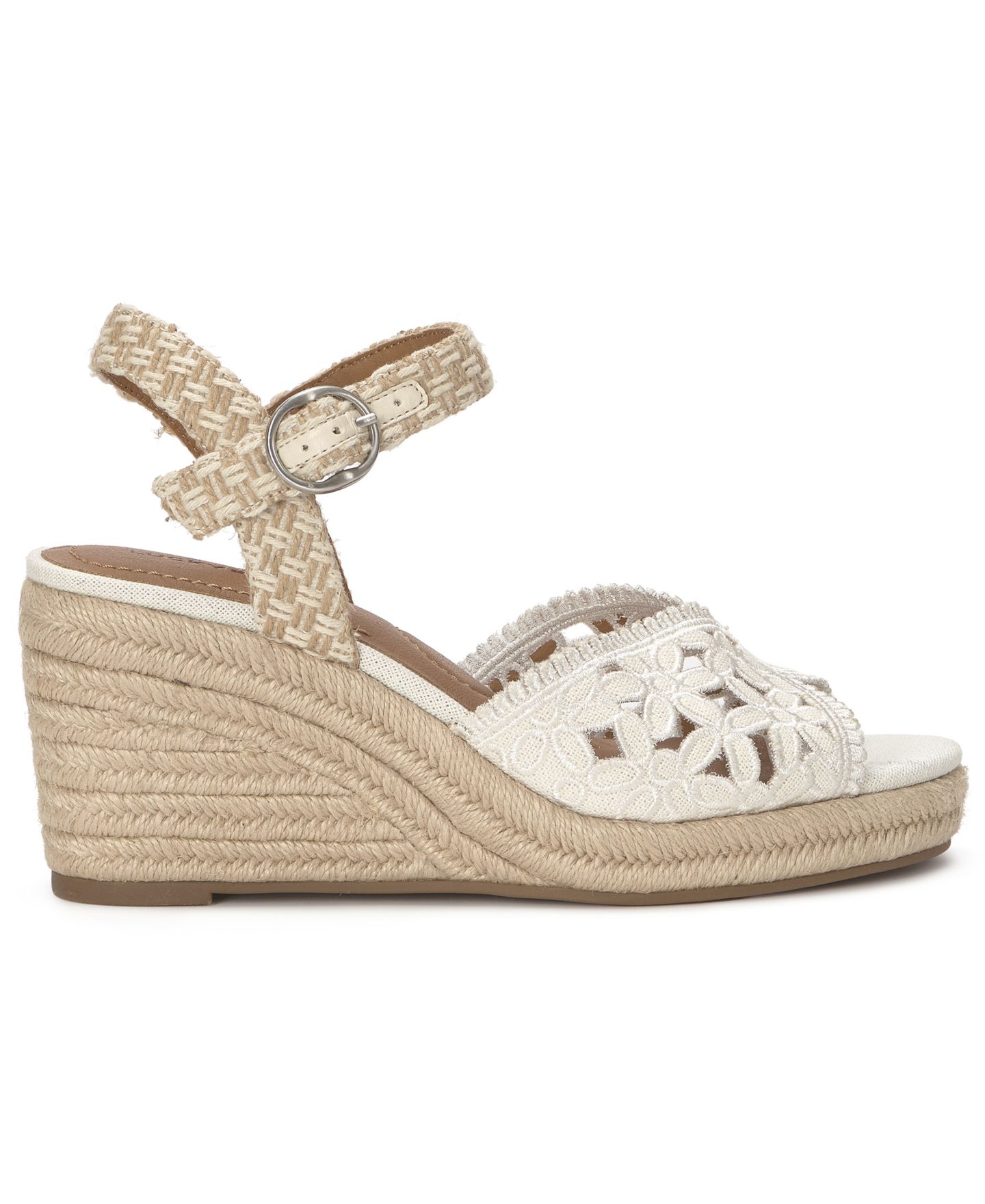 Женские сандалии Lucky Brand Coyna Floral Lace Espadrille Wedge, цвет: Белый льняной — фото 2