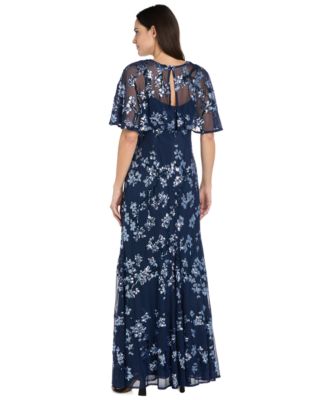 Women's Sequin Embellished Cape-Sleeve Dress