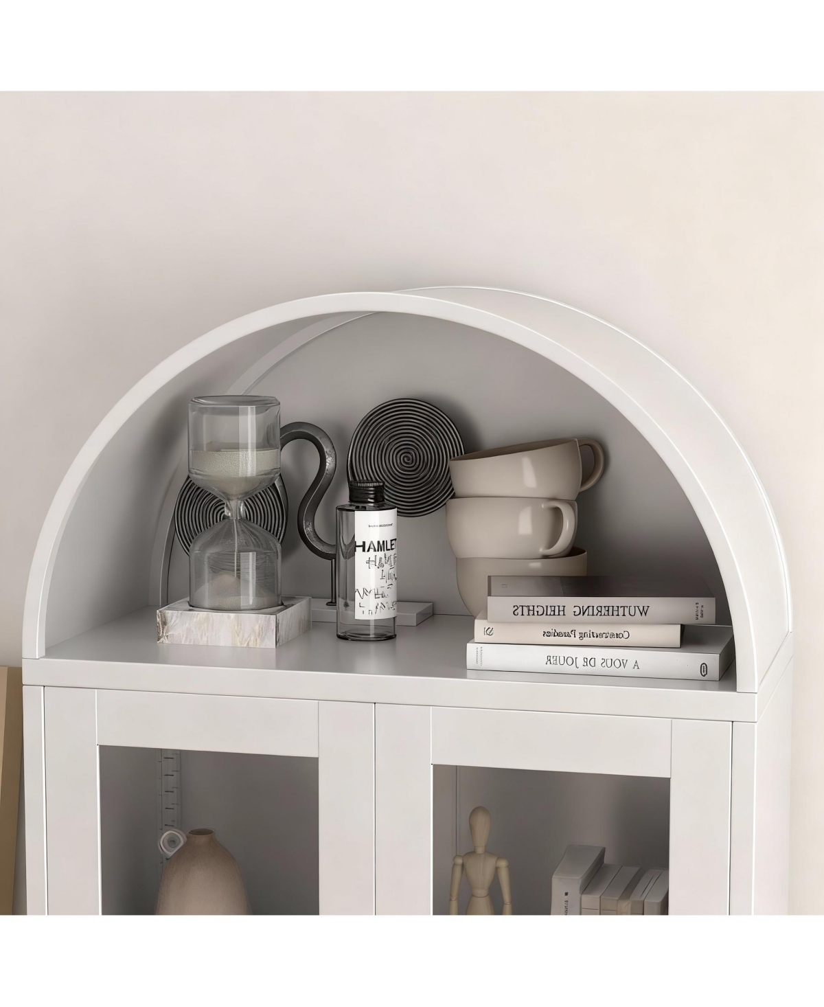 Yigii Arched Glass Cabinet for Home Office, Easy Assembly
