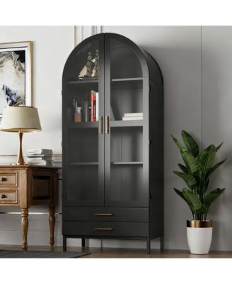 Arched Glass Cabinet for Home Office, Easy Assembly