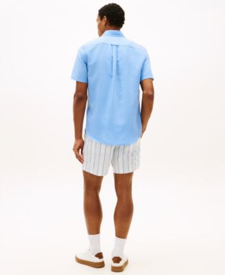 Men's Solid Linen-Blend Short-Sleeve Shirt