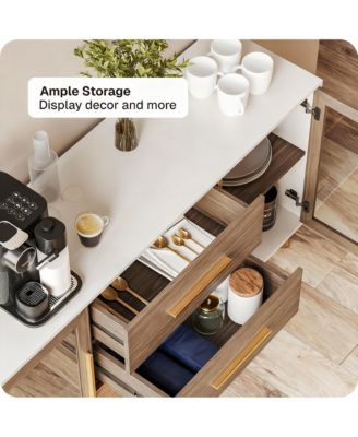 Console Table with Glass Doors