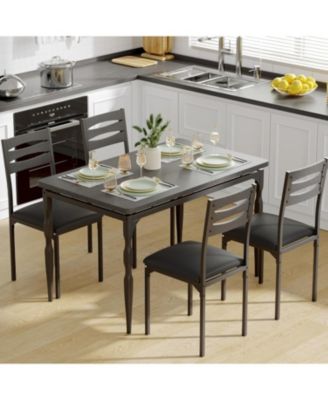 5 Piece Dining Table Set Industrial Style Dining Table and Chairs Set for 4 Kitchen Table Set for Dining Room Kitchen Apartment