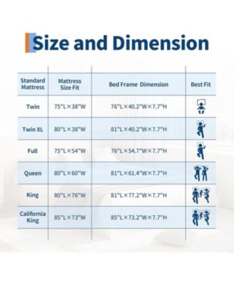 Full Bed Frame, Wood Platform Bed with Fluted Design, Low Profile BedFrame, Minimalist Bed Base with Noise-Free, Easy Assembly