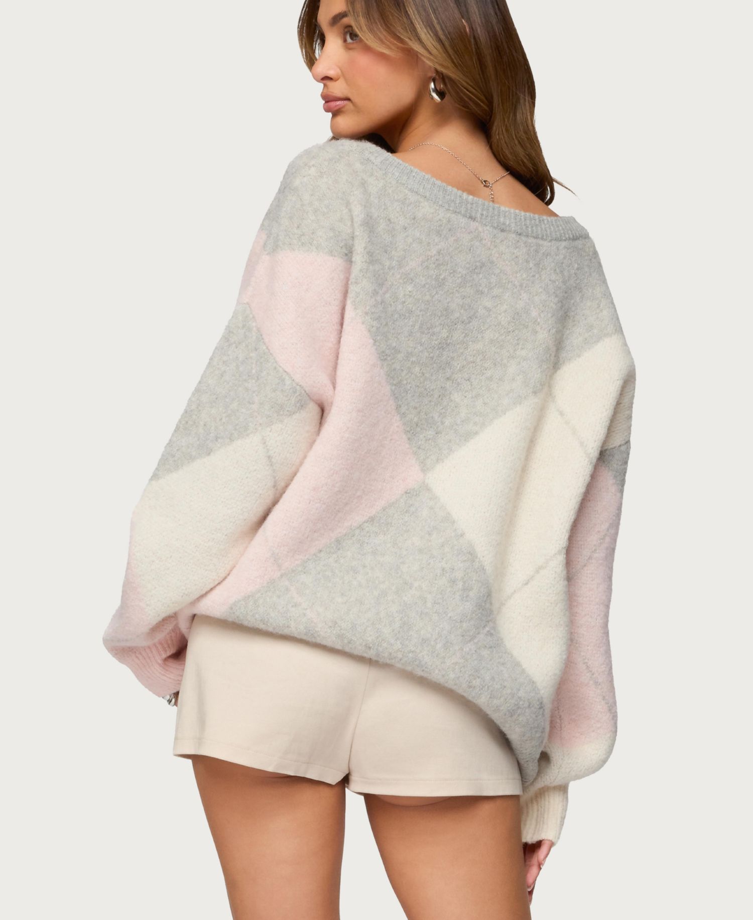 Women's Elda Oversized Argyle Sweater