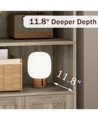 Industrial Bookcase with Doors – 6-Shelf Farmhouse Wooden Bookshelf, 11.8" Deep Display Storage Shelves for Bedroom, Living Room